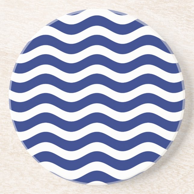 Posavasos De Arenisca Decoración de las rayas de la marina ondulada (Frente)