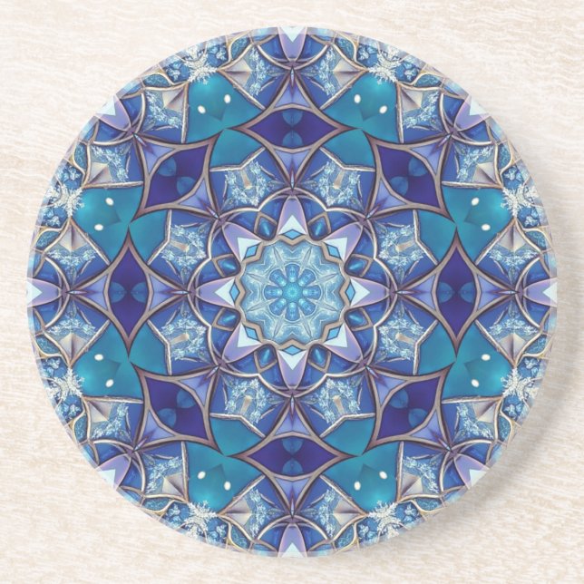 Posavasos de arenisca decorativa azul (Frente)