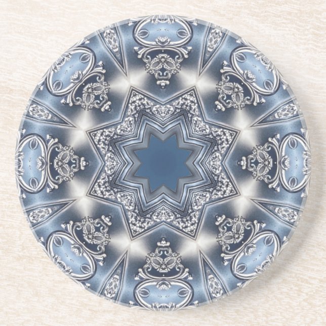 Posavasos de arenisca decorativa azul (Frente)