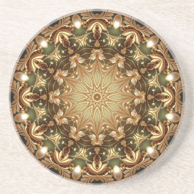 Posavasos de arenisca decorativa dorada (Frente)