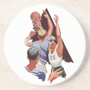 Posavasos De Arenisca Deportes Antiguos, Jugadores de Baloncesto en un J