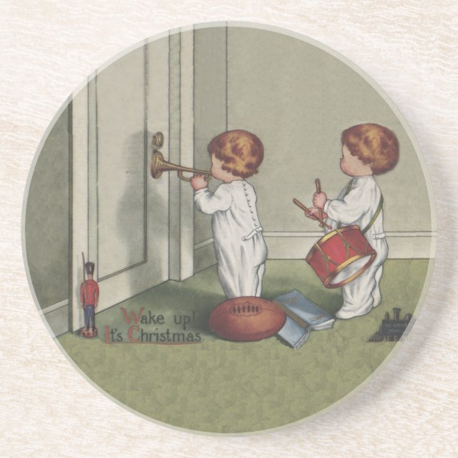 Posavasos De Arenisca Despierta a sus Navidades ilustracion infantil lin (Frente)