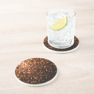 Posavasos De Arenisca Destellos falsos de cobre marrón naranja bronce