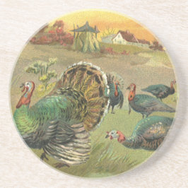 Posavasos De Arenisca Día de Acción de Gracias con pavos y peregrinos
