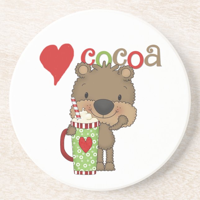 Posavasos De Arenisca Día de fiesta del amor del cacao del oso (Frente)