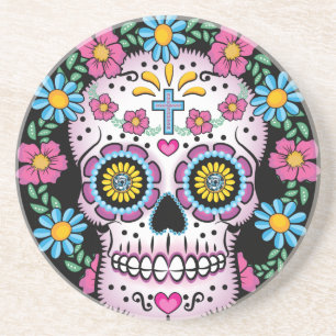 Posavasos De Arenisca Dia de los Muertos Skull