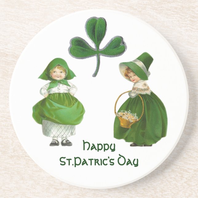 POSAVASOS DE ARENISCA DÍA DE SAN PATRICIA - CHICAS IRLANDESAS (Frente)