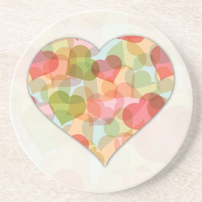 Posavasos De Arenisca Día de San Valentín feliz con los corazones (Frente)