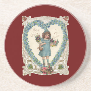 Posavasos De Arenisca Día de San Valentín Victoriano Vintage, Corona de
