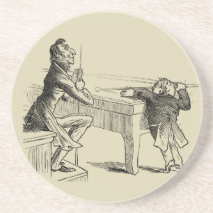 Posavasos De Arenisca Dibujo a lápiz de dos hombres jugando pool