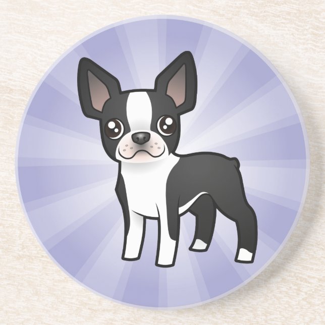 Posavasos De Arenisca Dibujo animado Boston Terrier (Frente)