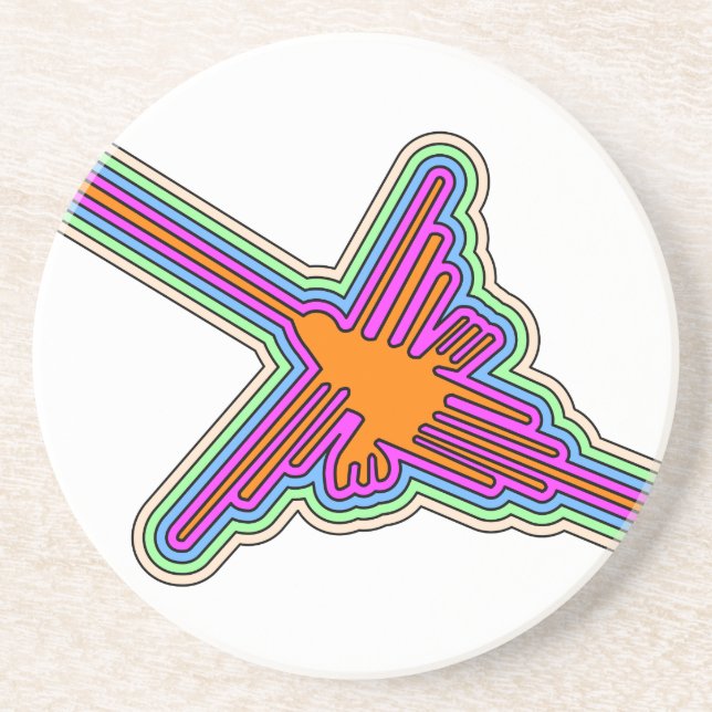 Posavasos De Arenisca Dibujo de Nazca Hummingbird Perú (Frente)