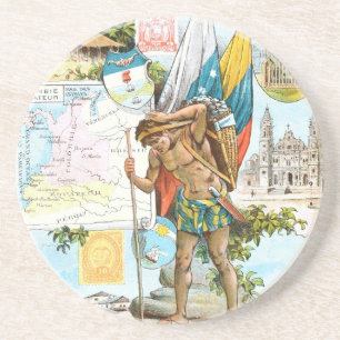 Posavasos De Arenisca Dibujo del vintage: Colombia y Ecuador
