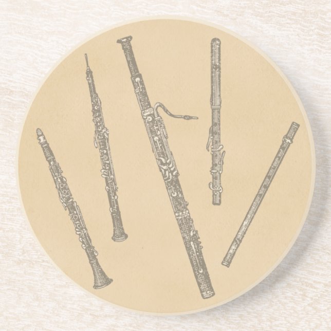 Posavasos De Arenisca Dibujos lineales de los instrumentos de (Frente)
