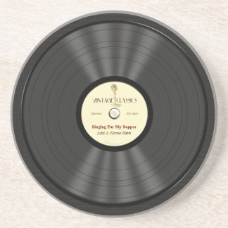 Posavasos De Arenisca Disco de vinilo personalizado del micrófono del