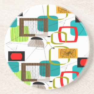 Posavasos De Arenisca Diseño abstracto moderno de mediados de siglo