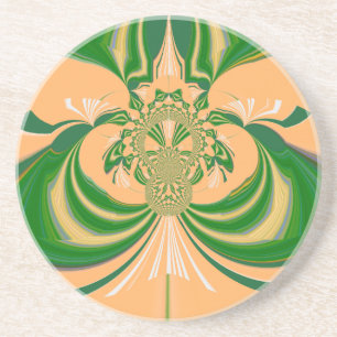 Posavasos De Arenisca Diseño Amarillo Verde.