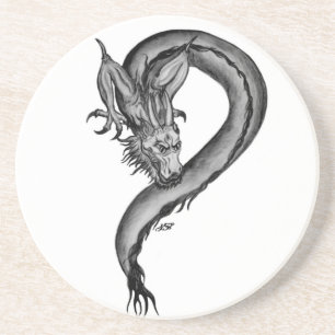 Posavasos De Arenisca Diseño blanco y negro de Dragon