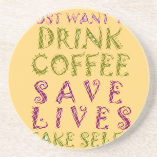 Posavasos De Arenisca Diseño de cita divertida de selfie de café