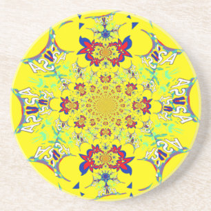 Posavasos De Arenisca Diseño de Damasco Floral brillante en color Impres