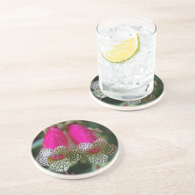 Posavasos De Arenisca Diseño de flores leopardo (Lado)