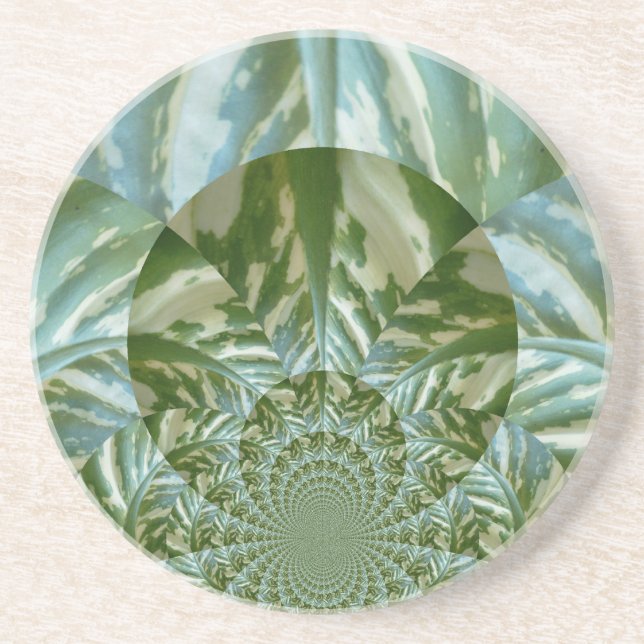 Posavasos De Arenisca Diseño de impresión de arte Eco Green Camo Kaleido (Frente)