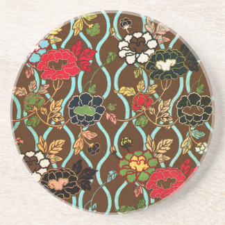 Posavasos De Arenisca Diseño floral japonés del vintage elegante