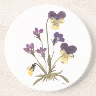 Posavasos De Arenisca Diseño floral presionado