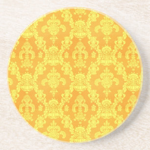 Posavasos De Arenisca diseño gráfico elegante de damasco dorado amarillo