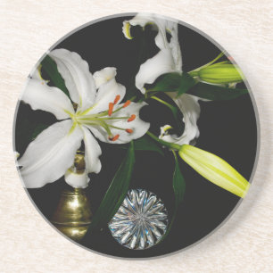 Posavasos De Arenisca Diseño Iirsh - Colección de latón y flores
