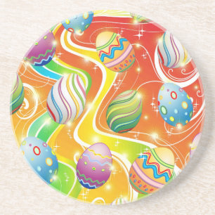 Posavasos De Arenisca Diseño ornamental de huevos de Pascua