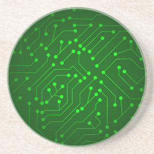 Posavasos De Arenisca Diseño verde fresco de la placa de circuito