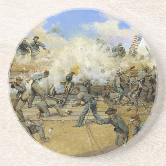 Posavasos De Arenisca Disparen y sean damnificados por Keith Rocco (Frente)