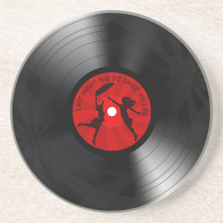 Posavasos De Arenisca DJ ahorró anoche mi negro del disco de vinilo de
