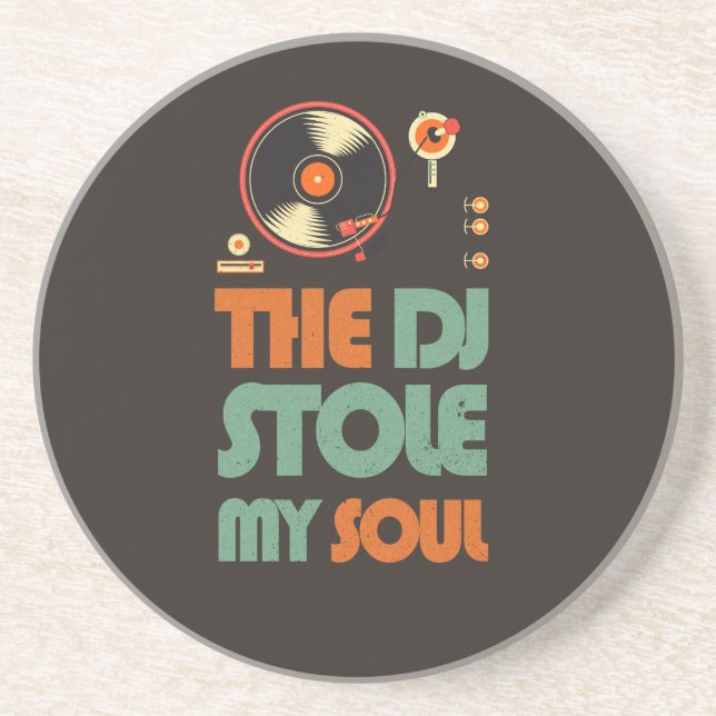 Posavasos De Arenisca DJ robó mi alma (Frente)