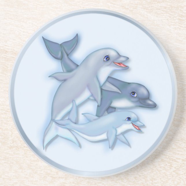 Posavasos De Arenisca Dolphin Family (Frente)