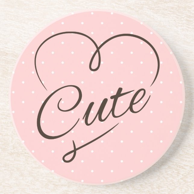 Posavasos De Arenisca Doodle lindo del corazón (Frente)