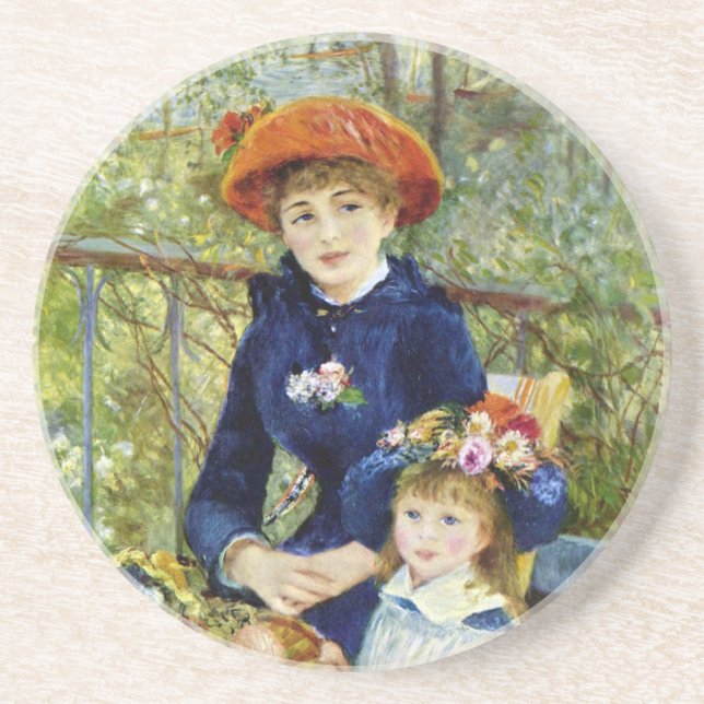Posavasos De Arenisca Dos hermanas (en la terraza) de Pierre Renoir (Frente)
