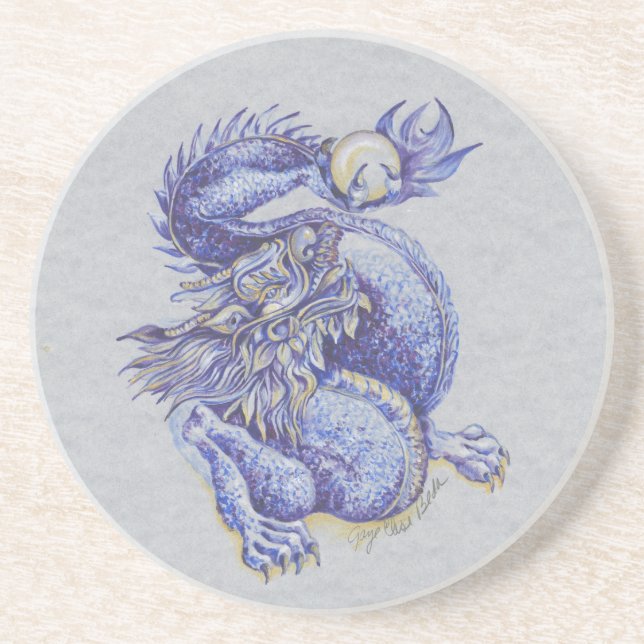 Posavasos De Arenisca Dragón azul (Frente)
