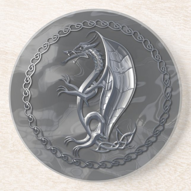 Posavasos De Arenisca Dragón Celta de Plata (Frente)