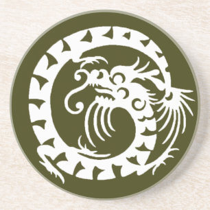 Posavasos De Arenisca DRAGÓN DE APERITIVOS, verde y blanco