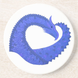 Posavasos De Arenisca Dragón del corazón azul sobre blanco