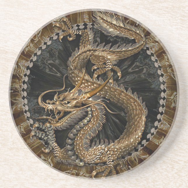 Posavasos De Arenisca Dragon Pentagram (Frente)
