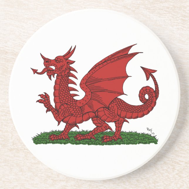 Posavasos De Arenisca Dragón Rojo de Gales (Frente)