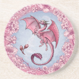 Posavasos De Arenisca Dragón rosa de la naturaleza de primavera arte de