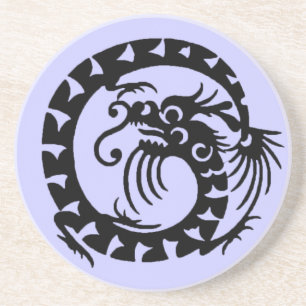 Posavasos De Arenisca DRAGÓN SERPIENTE, negro y azul