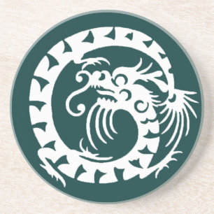 Posavasos De Arenisca DRAGÓN SERPIENTE, verde y blanco