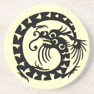 Posavasos De Arenisca DRAGÓN SNAKE , negro y crema