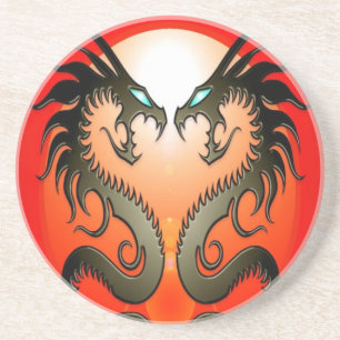 Posavasos De Arenisca Dragones tribales gemelos