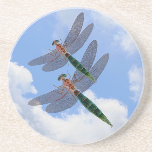Posavasos De Arenisca Dragonflies Blue Sky Nature Coaster (Frente)